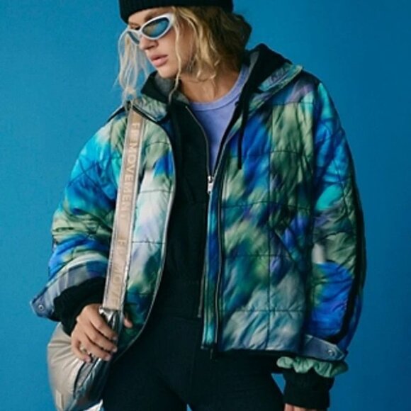 Free People Movement Pippa Printed Packable Jacket Blurry Flower Combo Large - Picture 2 of 8